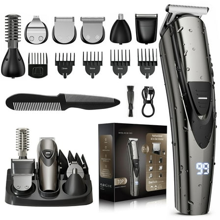 Nogroa Hair Trimmer for Men, Cordless Hair Clippers with Safety Lock, All in One Mens Grooming Kit for Face, Mustache, Nose and Body, Waterproof Rechargeable Beard Trimmer, Gifts for Husband Father