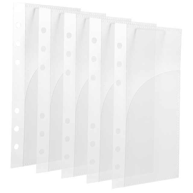 WEUVEB 5Ud Bolsillos Transparentes Para Archivador Con 6 Agujeros Insertos Para Presupuesto En Material PP Resistente