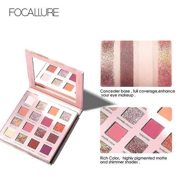Paleta de sombras de ojos HUOGUO Sunrise 16 colores con purpurina mate