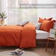 thumbnail image 4 of Juego de Funda Nórdica de Algodón Lavado Naranja Reina con Cremallera Doble Suave, 4 of 7
