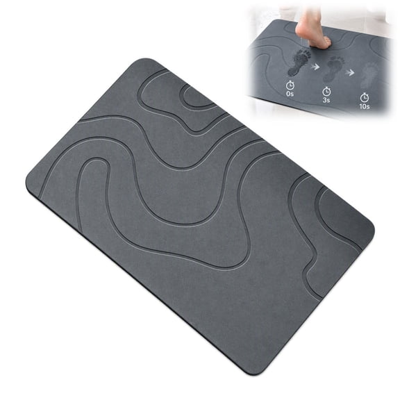 Stone Bath Mat, Diatomaceous Earth Bath Mat for Bathroom, Quick Drying Stone Mat with Non-Slip Pad, Grey Bathroom Stone Mat, 19.7x31.5 in