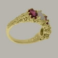 thumbnail image 4 of LBG British Made 14k Yellow Gold Natural Pink Tourmaline & Opal Womens Eternity Ring - 33 size options - Size 4, 4 of 8