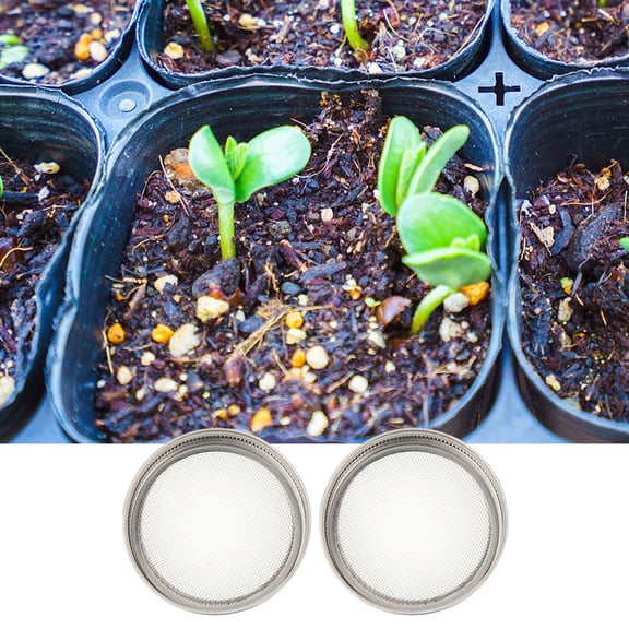 2-Pack Stainless Steel Sprouting Jar Lids with Strainer Screen for Jars 86mm, and Reusable