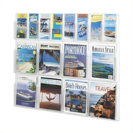 Overlapping Magazine Display - Safco 5611CL Reveal 8 Magazine and 8 Pamphlet Display