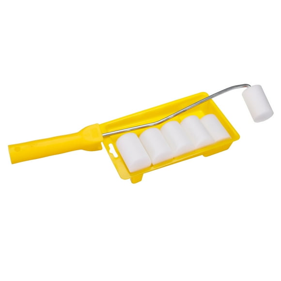 Unique Bargains Paint Roller Kit, 2Inch White Water-Based Foam Paint Rollers, Tray, 41cm Frame 8 Pack