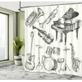 thumbnail image 5 of Ambesonne Beige Black Shower Curtain, Musical Instruments, 69"Wx70"L, Beige Black, 5 of 5