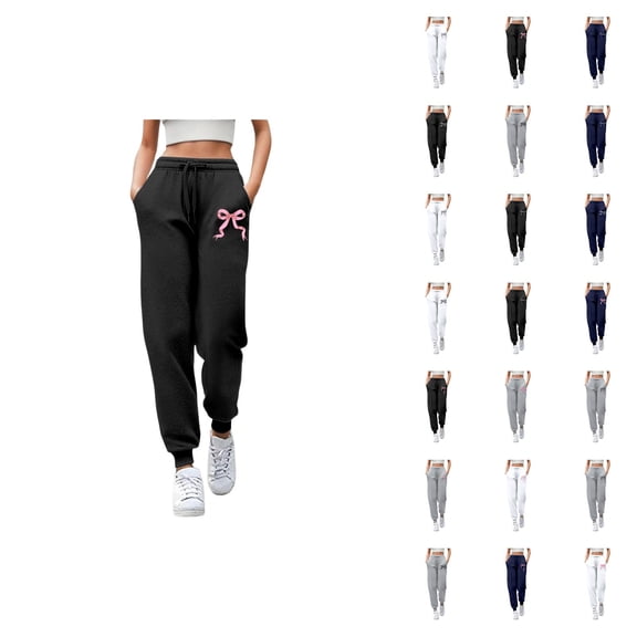 Sweatpants for Women 2026 Spring Casual Elastic Waist Straight Leg Joggers with Pockets Jogging Pants