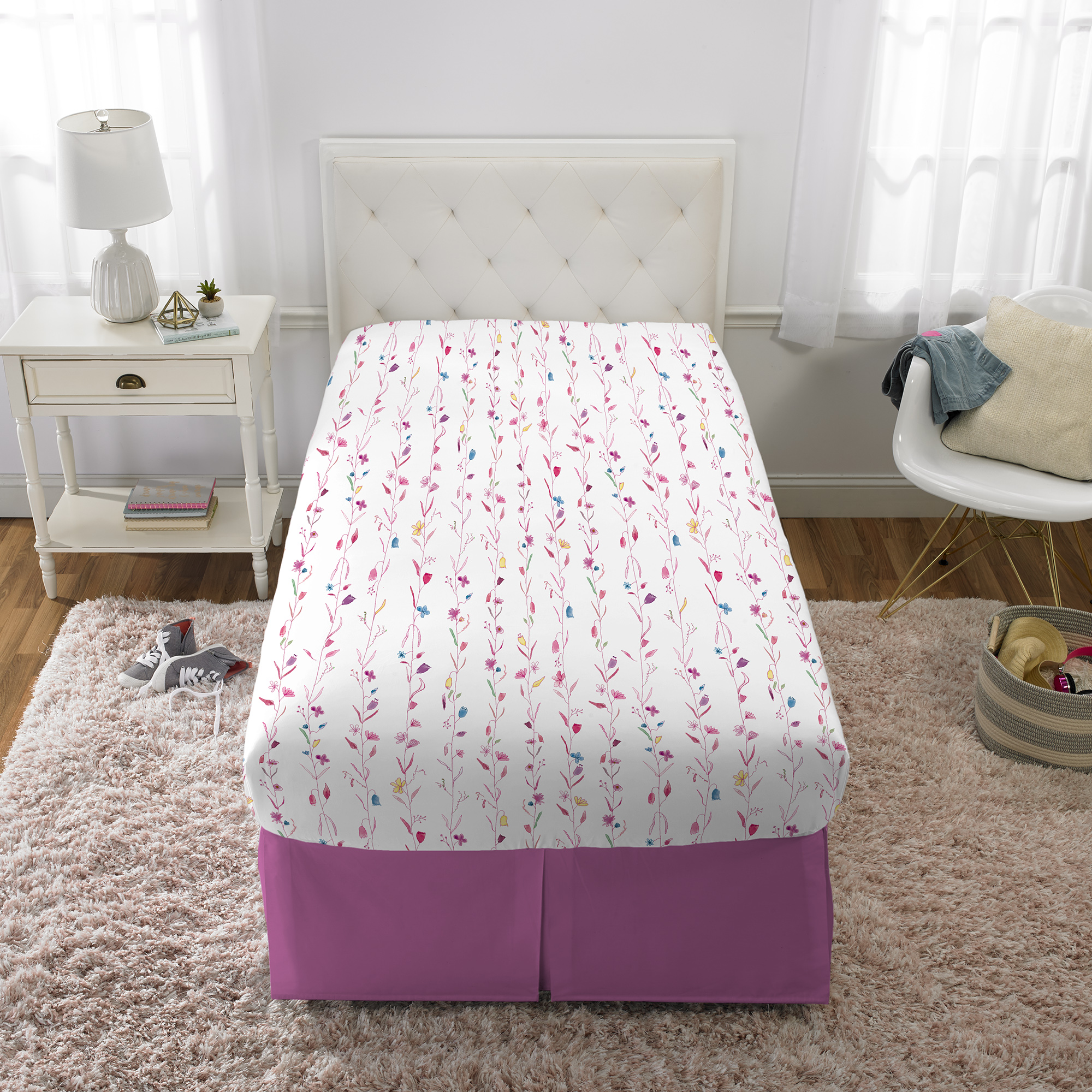 Disney Princess Kids Twin Sheet Set, Pink and White