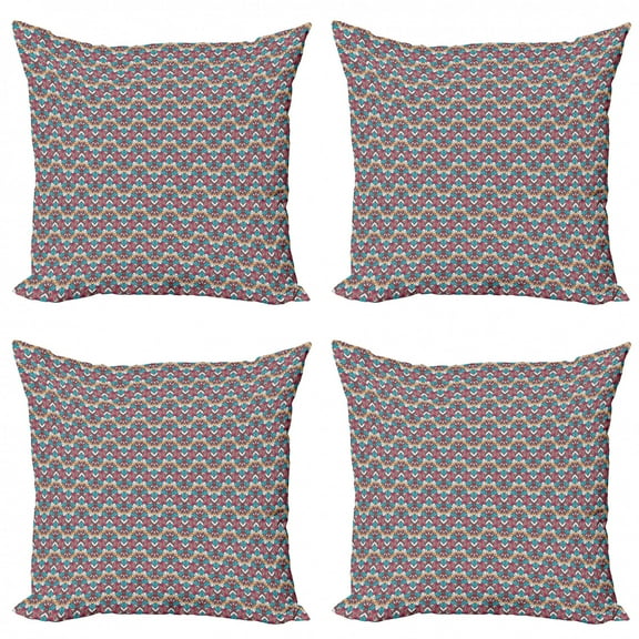 Ambesonne Mandala Throw Pillow Cover 4 Pack, Oriental Pattern, 20", Multicolor