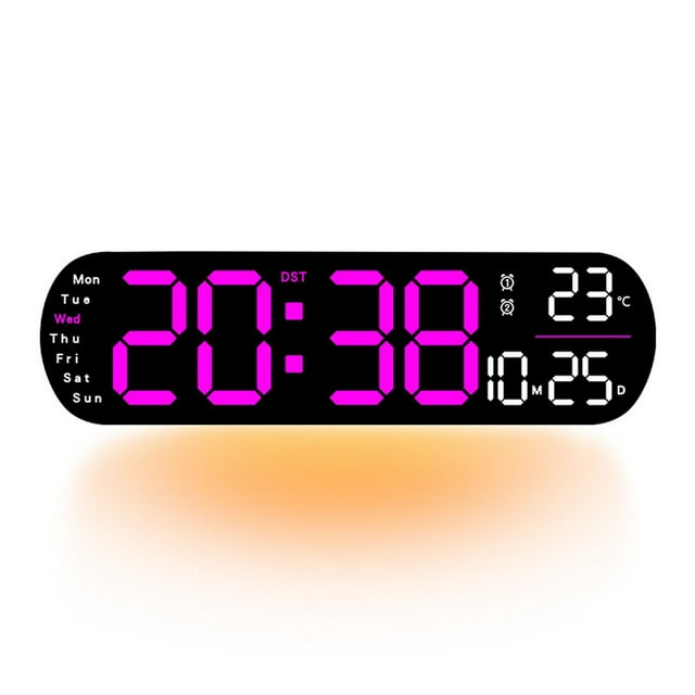 Fiudx 13.7 Inch Large Digital Clock with Temperature Date Auto Dst Night Light Auto Brightness Dimmer