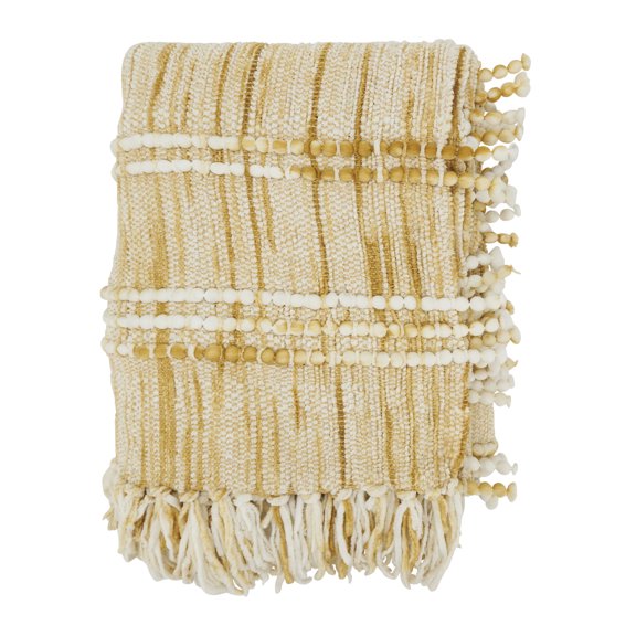 Saro Lifestyle Rustic Fringed Striped Throw