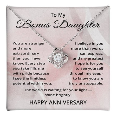 Anniversary Jewelry for Bonus Daughter - Necklace for Step Daughter Title: 14K White Gold Finish, Box Choice: Standard Box