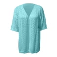 thumbnail image 4 of Swimsuit Coverup for Women Short Sleeve Lightweight Open Front Crochet Knit Kimono Cardigans Beach Cover Up, 4 of 4