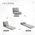 thumbnail image 4 of HOMCOM Convertible Flip Chair, Floor Lazy Sofa, Folding Couch Bed with Adjustable Backrest, Metal Frame and Pillows, Living Room Bedroom, Light Gray, 4 of 9