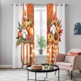 thumbnail image 6 of Kitchen Curtains 84 Inch Length 2 Panels, Burnt Orange Floral Grommets Window Treatment Curtain, Rustic Pumpkin Sunflower Botanical Striped Thermal Curtains Drapes for Living Room/Bathroom, 6 of 9