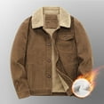 thumbnail image 4 of CHEEREAM Men's Winter Jacket Thick Thermal Cotton Warm Fleece Lined Coat Trucker Lapel Work Cargo Jackets for Men Coffee 5XL, 4 of 5