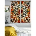 thumbnail image 4 of Burnt Orange Green Semi Sheer Curtains 63 Inch Length 2 Panels Set, Vintage Abstract Flowers Sheer Kitchen Curtain Privacy Voile Window Curtain for Living Room Bedroom Rod Pocket Drapes, 4 of 7