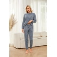 thumbnail image 2 of U2SKIIN Womens Fleece Pajamas Set, Soft Lightweight Sleepwear Pullover Lounge Pjs Set,(Light Grey Mel.M), 2 of 5