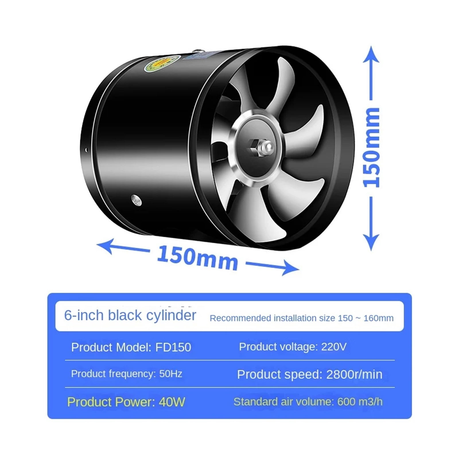 4''6''8'' Pipe Duct Ceiling Air Ventilation Blower Booster Window Exhaustor Exhaust Fan Toilet Kitchen Wall Vent Fan ,Wide Applications