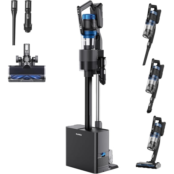 Eureka Stylus Elite NEC490BL Cordless Stick Vacuum, 350W Powerful Suction, Self-Emptying Station, 60-Min Runtime, Anti-Tangle Brushroll, 5-Layer HEPA Filtration, Ideal for Pet Hair&All Floor Types