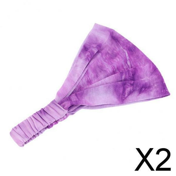 Conjunto de 2 Diademas Fernando Teñidas a Mano para Cabello Anchos para Yoga en Tonos Morados 2 piezas