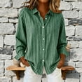 thumbnail image 4 of Busydd Womens Spring Tops Trendy Striped Long Sleeve Shirts for Women Dressy Casual Turndown Collar Button Down Shirts for Women L, 4 of 5