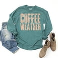 thumbnail image 5 of Coffee Weather Block Distressed - Women's Garment Dyed Long Sleeve Graphic T-Shirt, 5 of 9