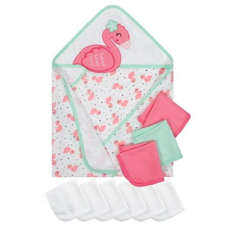 Gerber Baby Girl Terry Hooded Towel and Washcloth Set, (Best Baby Towels Uk)