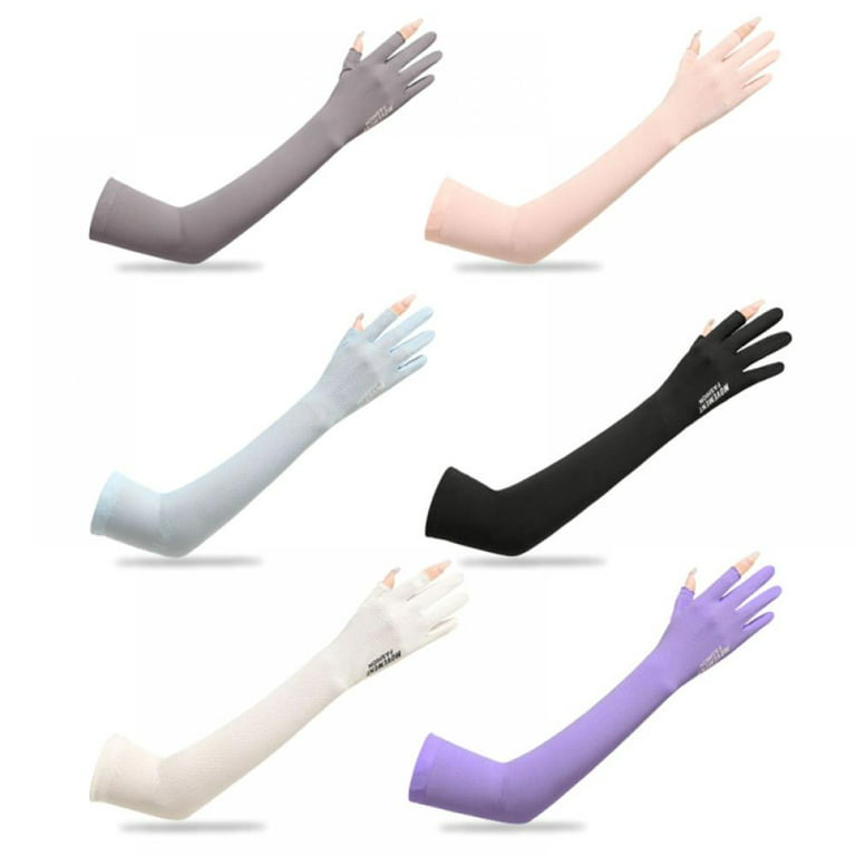 6 Pack Cooling Arm Sleeves Tattoo Arm Cover with Half Finger UV Long Sun  Gloves for Outdoor Sports Sun Protection for Men Women