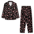 thumbnail image 2 of DISNIMO Candy Snowflake Printed Womens 2 Piece Pajama Sets Soft V Neck Lounge Set with Pockets Long Sleeve Sleepwear with Matching Pajama Pants Christmas Loungewear Nightwear, 2 of 7