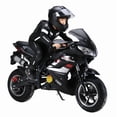 thumbnail image 2 of Floseru 49cc 4-Stroke Pocket Bike,Mini Gas Motorbike,Off Road Trail Bike Dual Headlights Rubber Handlebar 1.8L Gas Tank Motorcycle Strong Power 330 LBS Mini Bike Motorcycle, 2 of 10