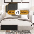 thumbnail image 3 of Velvet Upholstered Platform Bed with 59.06" Headboard, Queen Bed Frame with Golden Plating Trim and Slats Support, Modern Bed for Adults Bedroom, No Box Spring Needed, Gold+Black, 3 of 7