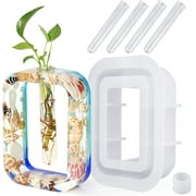 Vase Resin Molds, Plant Propagation Station Silicone Epoxy Molds with 4pcs Test Tube, Planter Vase Silicone Molds for Resin Home Office Garden Décor