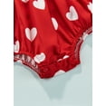 thumbnail image 7 of Newborn Infant Baby Girls Children's Day Romper Outfit, Heart Printing Suspender Jumpsuit+Headwear, 7 of 7