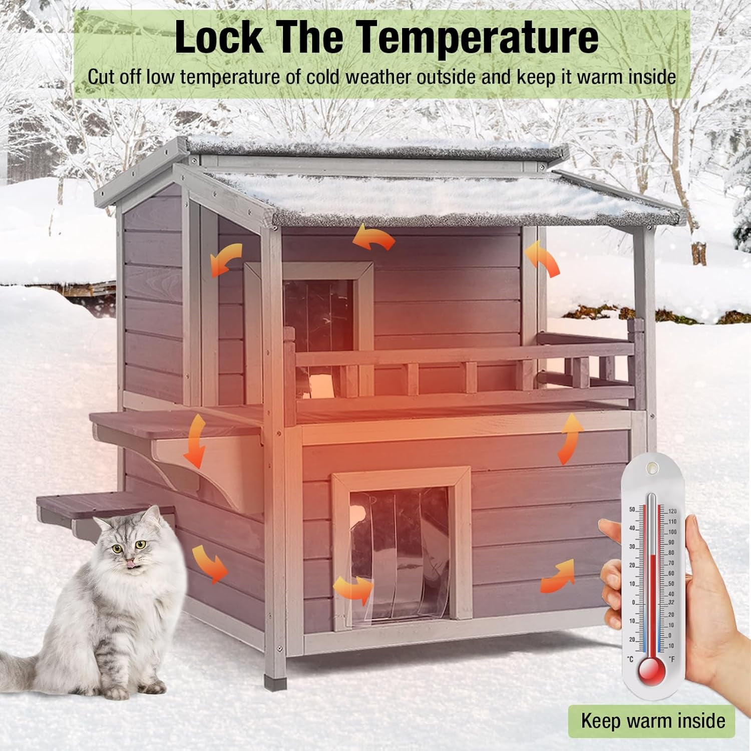 MEDEHOO Cat House Outdoor Kitty Shelter Waterpfoor for Winter, Indoor & Outdoor Use