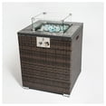 thumbnail image 2 of 24" Propane Gas Table, 50000 BTU Square , Tile with Beautiful Wicker Base for Outside Patio Deck Garden Courtyard-Espresso Espresso + Garden & Outdoor + Classic,French,French Country,Luxury + Wicker, 2 of 5