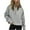 Gray, variant on Virmaxy Women's Hooded Sweatshirt 1/4 Zip Short Solid Colour Japanese Sweater Fleece Long Sleeve Round Neck Jacket Yellow M