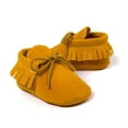 thumbnail image 4 of Infant Baby Girls and Boys Premium Soft Sole Moccasins Tassels Prewalker Anti-Slip Toddler Shoes, 4 of 6