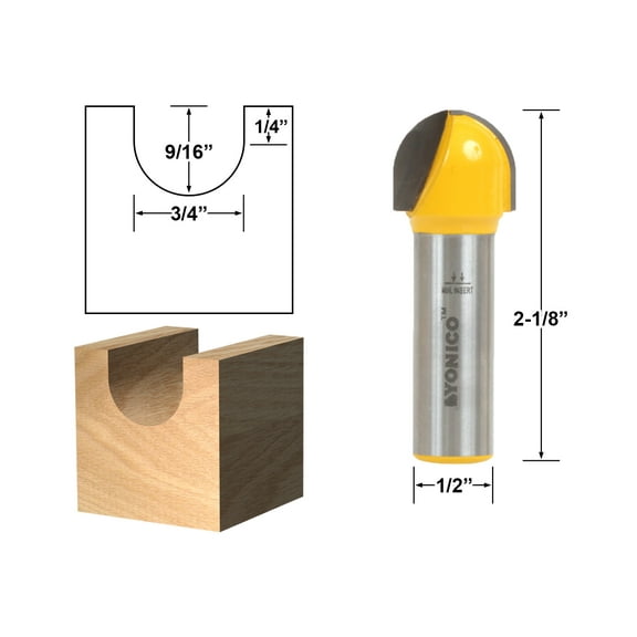 Yonico 3/4" Diameter Core Box Router Bit - 1/2" Shank - 19103