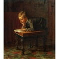 thumbnail image 2 of Eastman Johnson 15x17 Gold Ornate Wood Frame and Double Matted Museum Art Print Titled - Reading Boy, 2 of 4