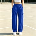thumbnail image 2 of Cmfcve Casual Sweatpants for Women Wide Leg Elastic Waist Cargo Pants Straight Athletic Pants with Pockets, 2 of 7