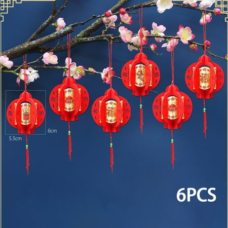 

6Pcs New Year Lantern Ornament Bonsai Decoration Spring Festival Tree Pendant