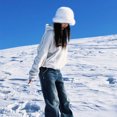 thumbnail image 3 of Nvzi Gorro de pescador de invierno, suave, de piel sintética, abrigado, para mujer, color blanco, 1 unidad., 3 of 4