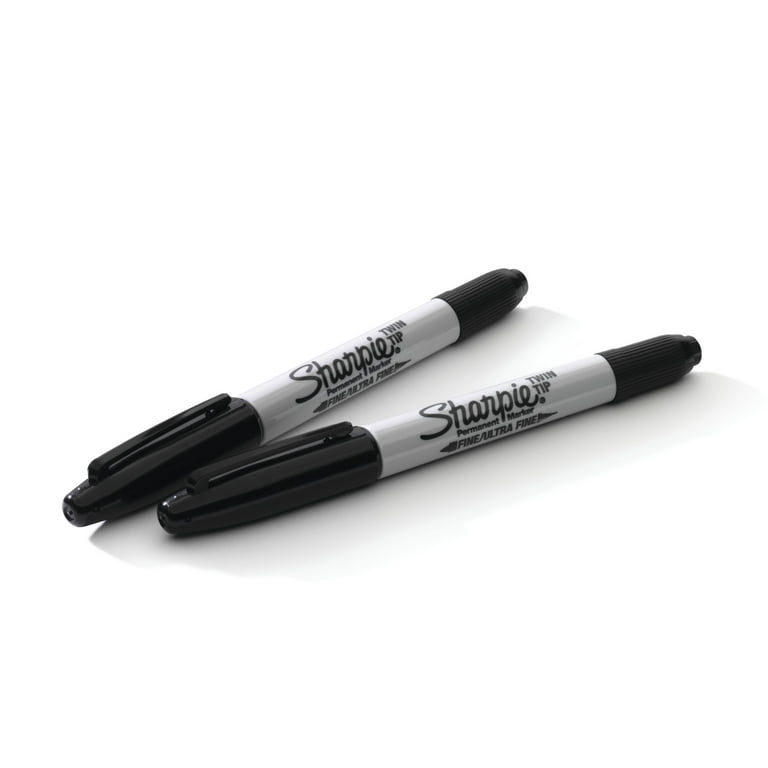 Sharpie Twin Tip Permanent Markers, Fine and Ultra Fine, Black, 12