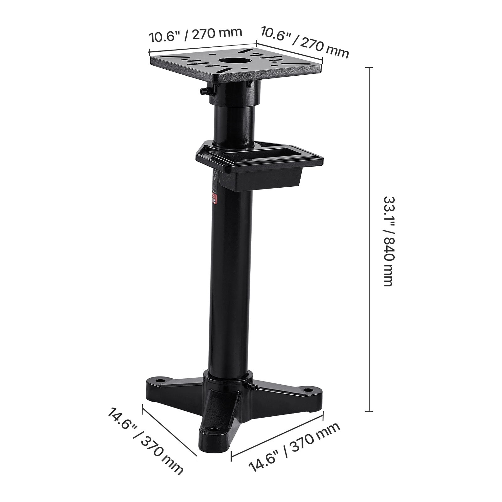 VEVOR Bench Grinder Stand, Heavy-Duty Bench Grinder and Vise Floor Pedestal with 10.6" x 10.6" Mounting Plate, Pre-Cut Mounting Slots & Water Pot, Compatible with Most Bench Grinders