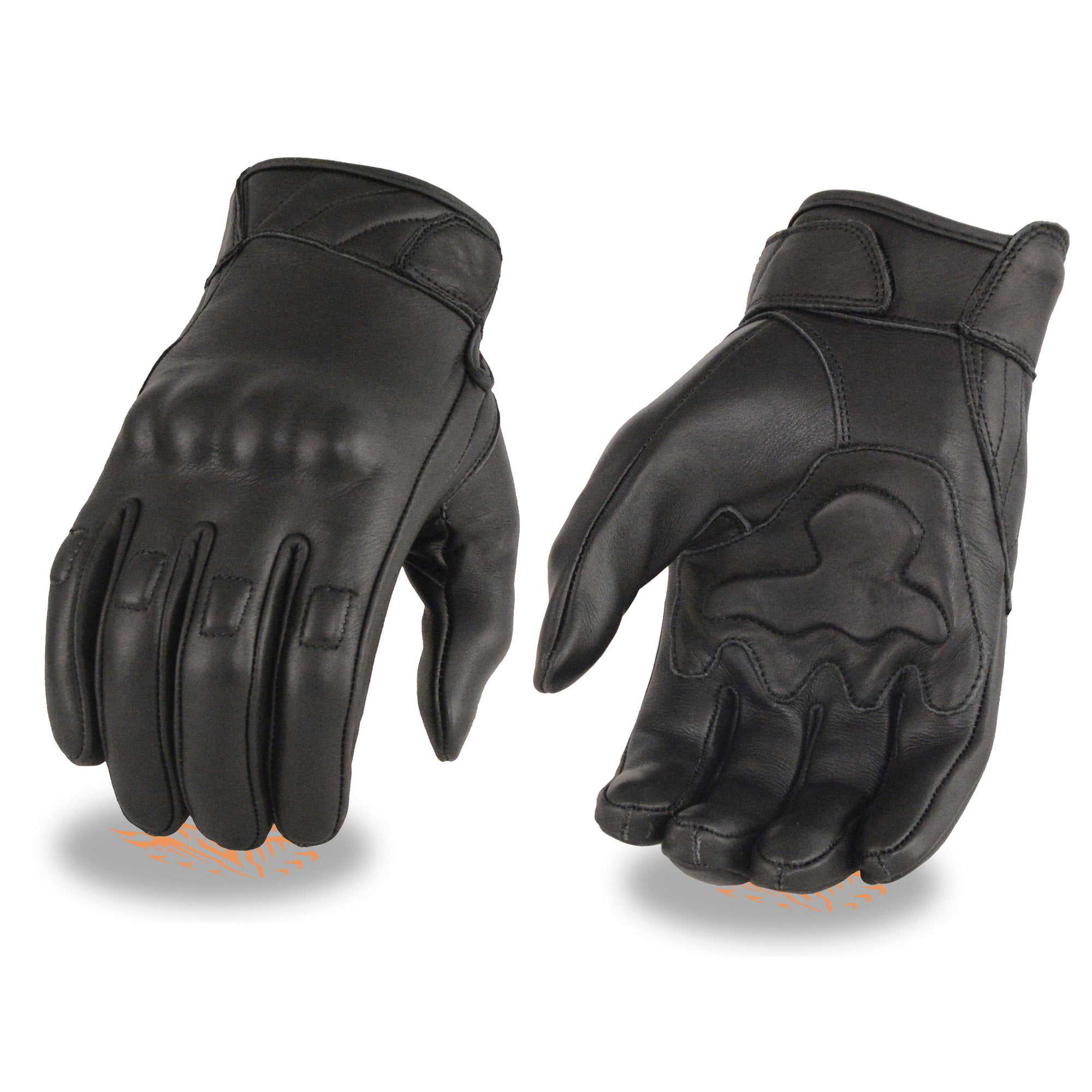 X-Large Xelement XG298 Men's Black 'Knuckle Protect' Leather Protective Racing Gloves 