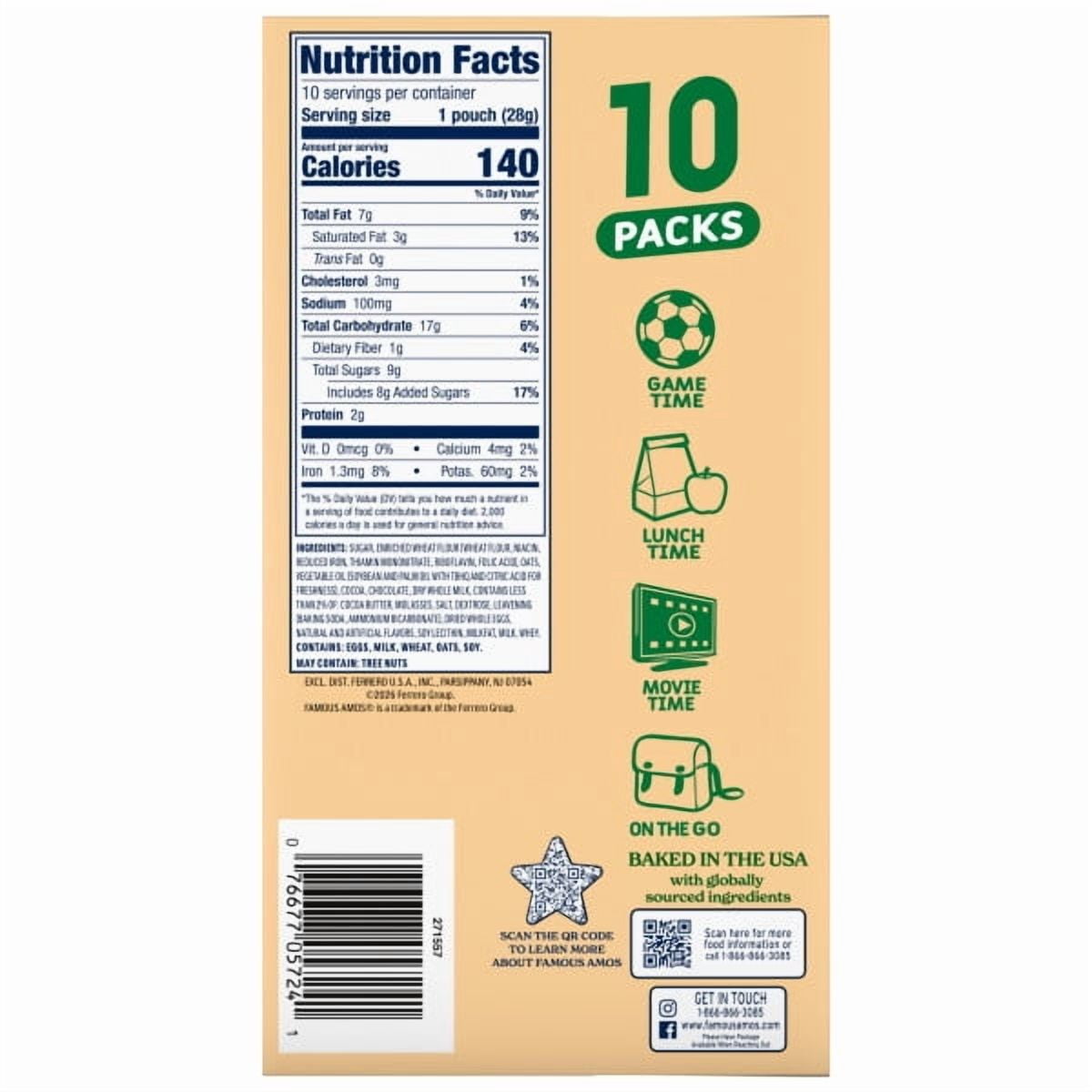 Famous Amos Oatmeal Chocolate Chip Cookies 10 Count