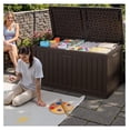 thumbnail image 6 of SONGMY 250 Gallon Outdoor Resin Deck Box with Divider, Waterproof Storage Box with Lockable Lid&Side Handles for Garden Tools, Pools Supplies (Brown), 6 of 7