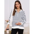 thumbnail image 5 of DARING DIVA Women's Maternity Mock Neck Long Sleeve Half Zip Sweatshirt S Blue, 5 of 8
