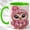 Green, variant on Pink Owl Coffee Mug, Jeweled Owl Mug, Ceramic 11 oz